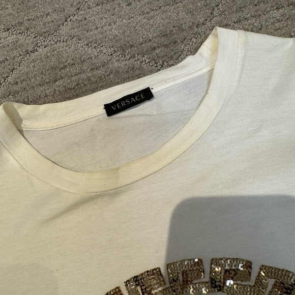 Versace White/navy Medusa Graphic Short Sleeve Tee Men Size 40 - Picture 3 of 5